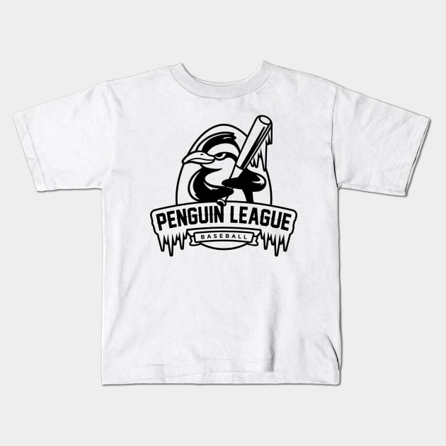 Penguin Baseball League Kids T-Shirt by Hey Riddle Riddle